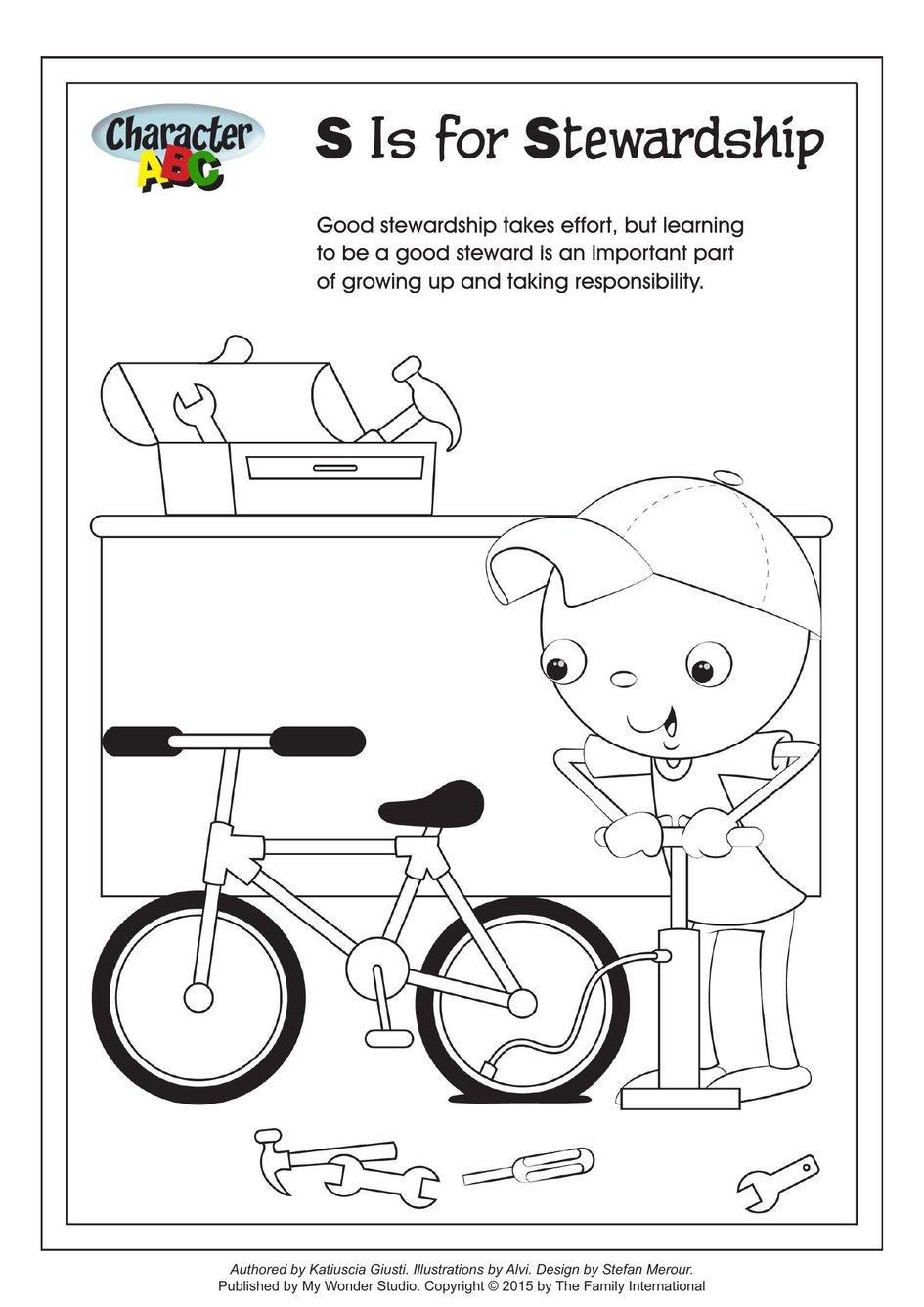 coloring page character abc s is for stewardship my wonder studio