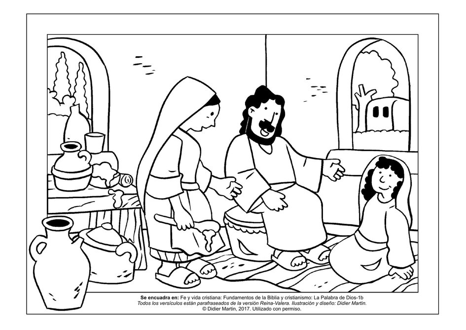 Página para colorear: Comidas con Jesús: Marta y María | Rincón de las  maravillas