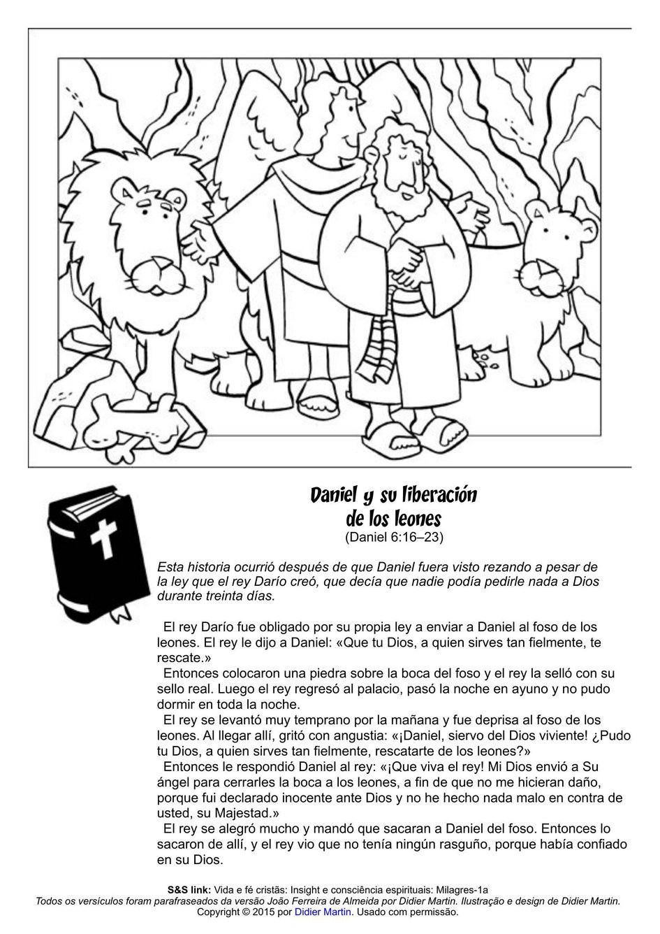 Páginas para colorear: Milagros en la Biblia: Daniel y su liberación de los  leones | Rincón de las maravillas