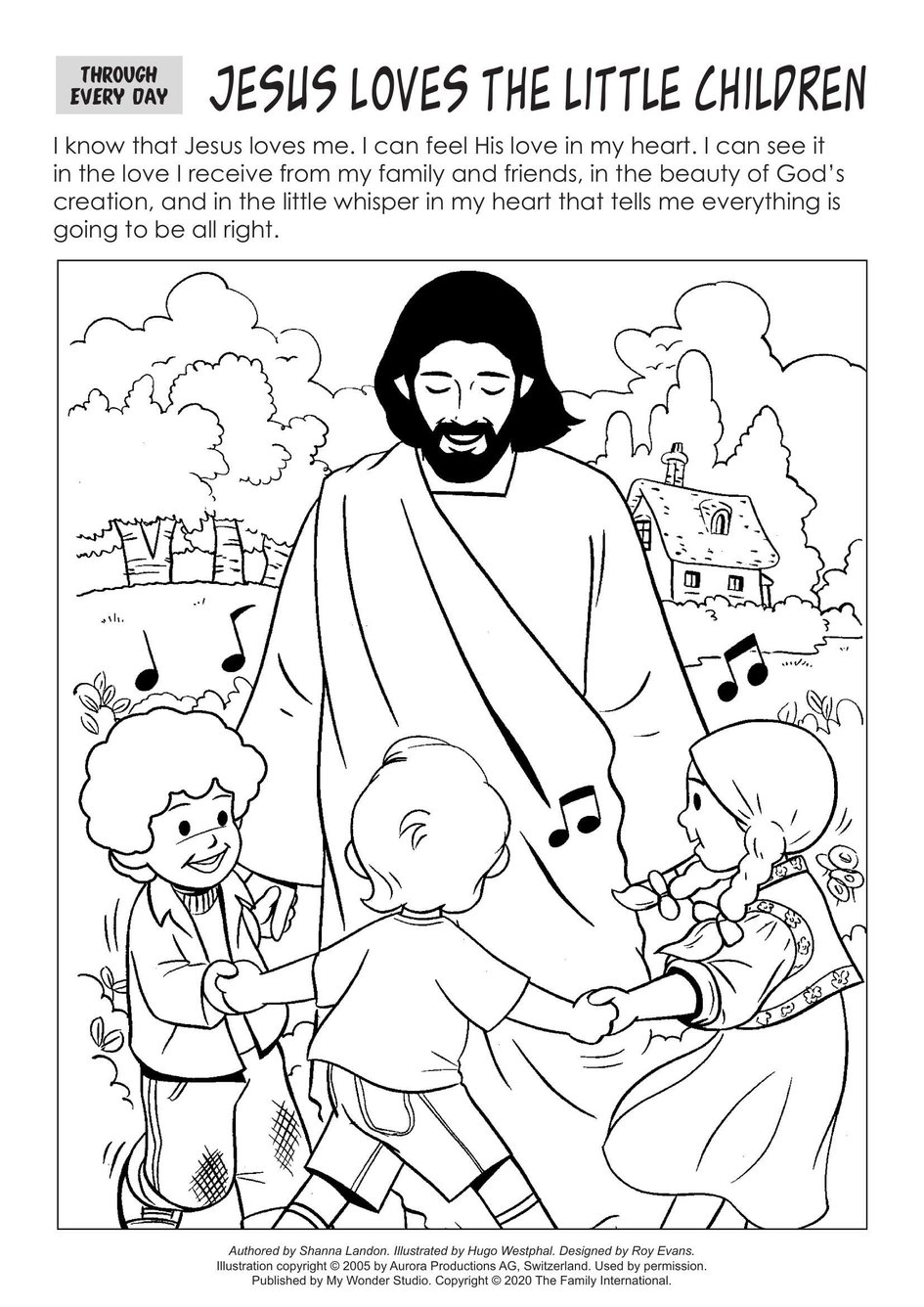 Coloring Page Through Every Day Jesus Loves the Little Children ...